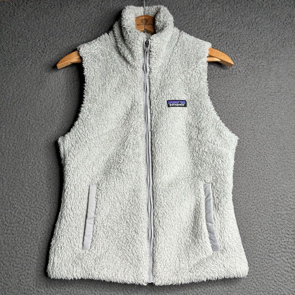 Patagonia Vest Womens Small Gray Los Gatos Fuzzy Fleece Full Zip Pockets